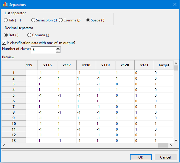 import data classification one of m