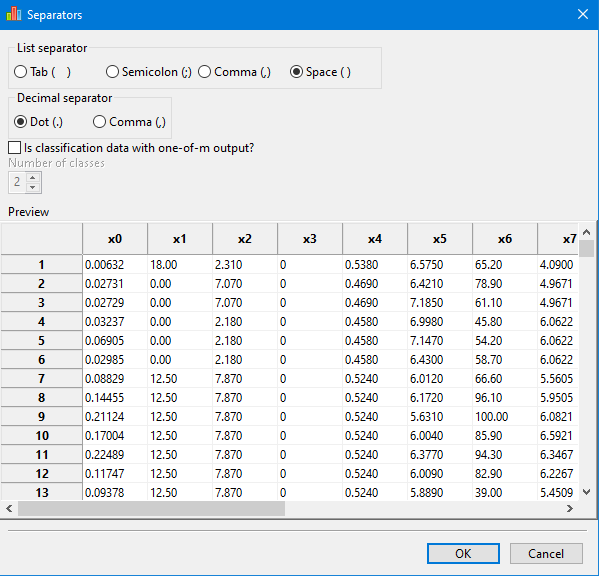 import data correct separator